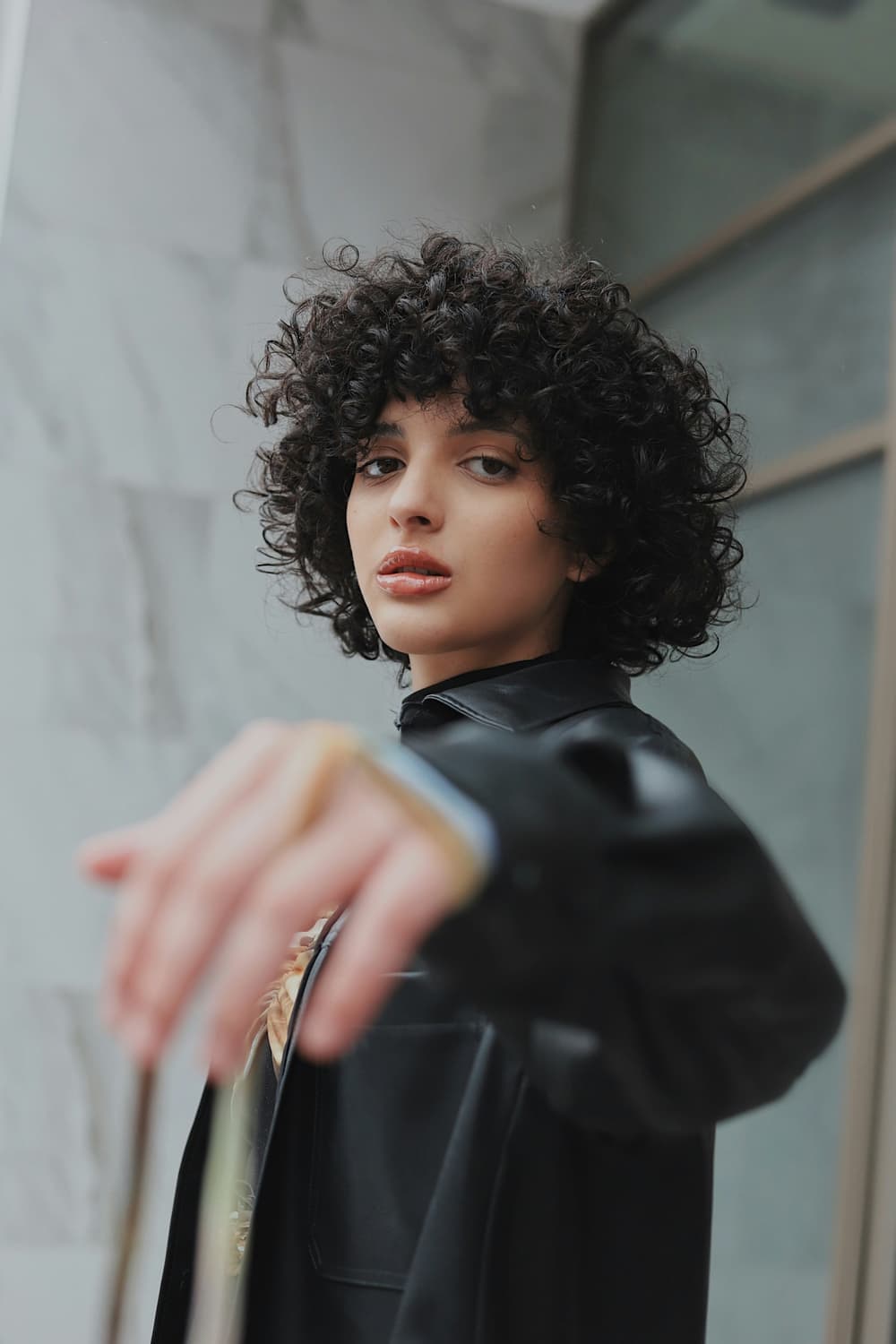 Chaqueta de cuero negra